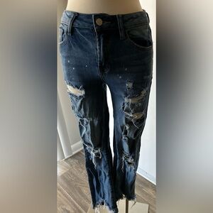 Signature8 Ripped Dark Blue Straight Leg Jeans